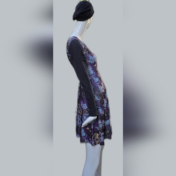 Steampunk Alice In Wonderland Dress With Cheshire Cat X Sm Purple,pink,blue,gold - Picture 3 of 13